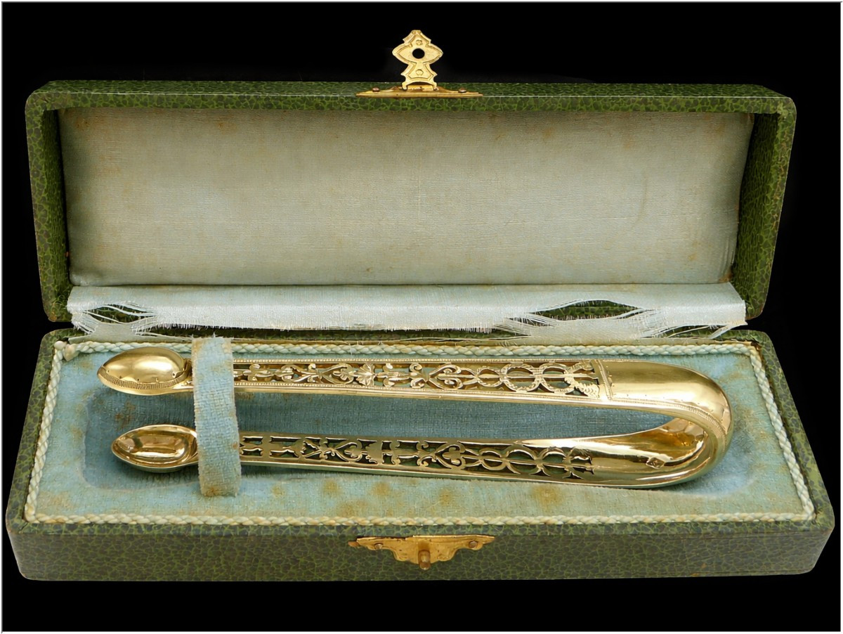 Clérin - Pince à Sucre Argent Massif et Vermeil Ajouré  Paris 1819-1838 -photo-4