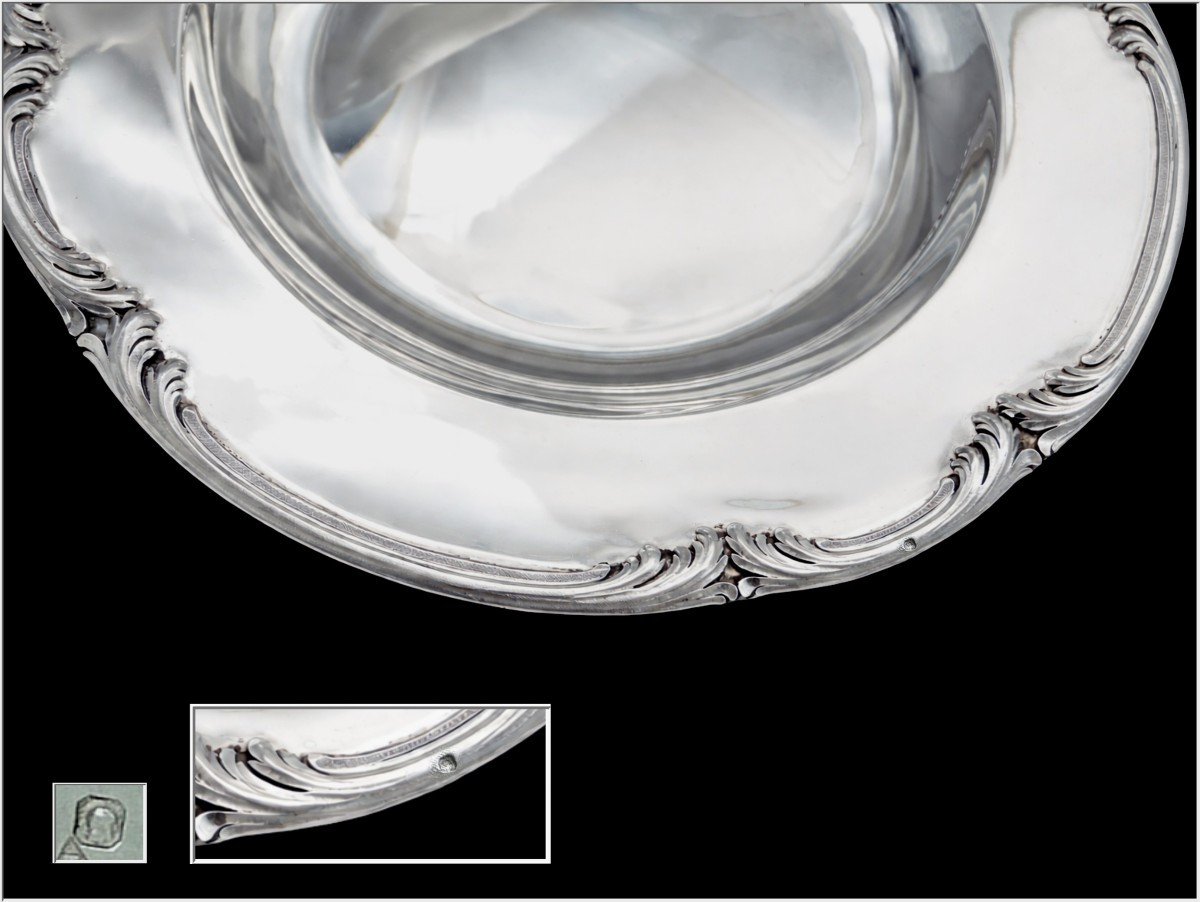 Gustave ODIOT - Plat de Service  Argent Massif Armoiries d'Alliance Minerve-photo-3