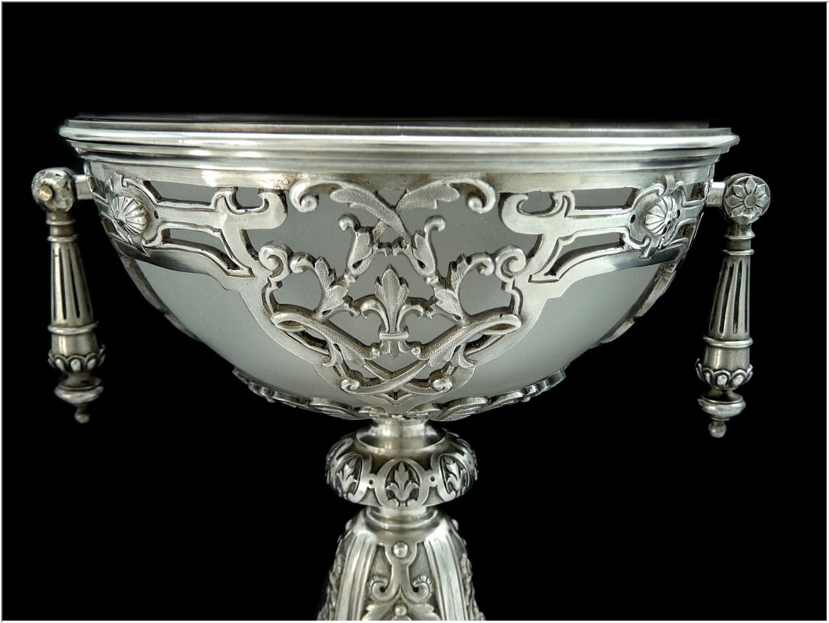 Brûle-Parfum ou Veilleuse  en Argent Massif Repercé, Fleurs de Lys-photo-2