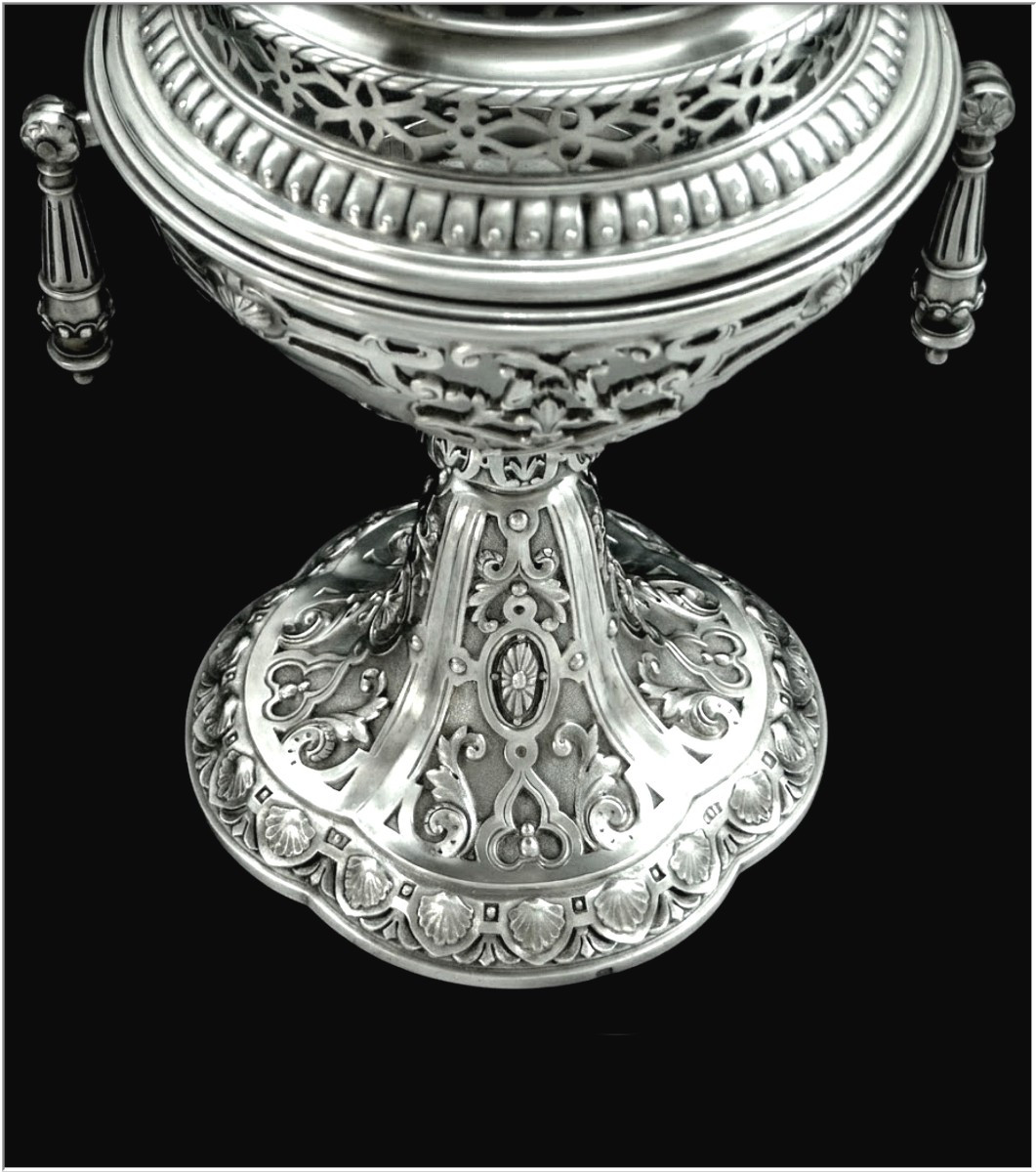 Brûle-Parfum ou Veilleuse  en Argent Massif Repercé, Fleurs de Lys-photo-1