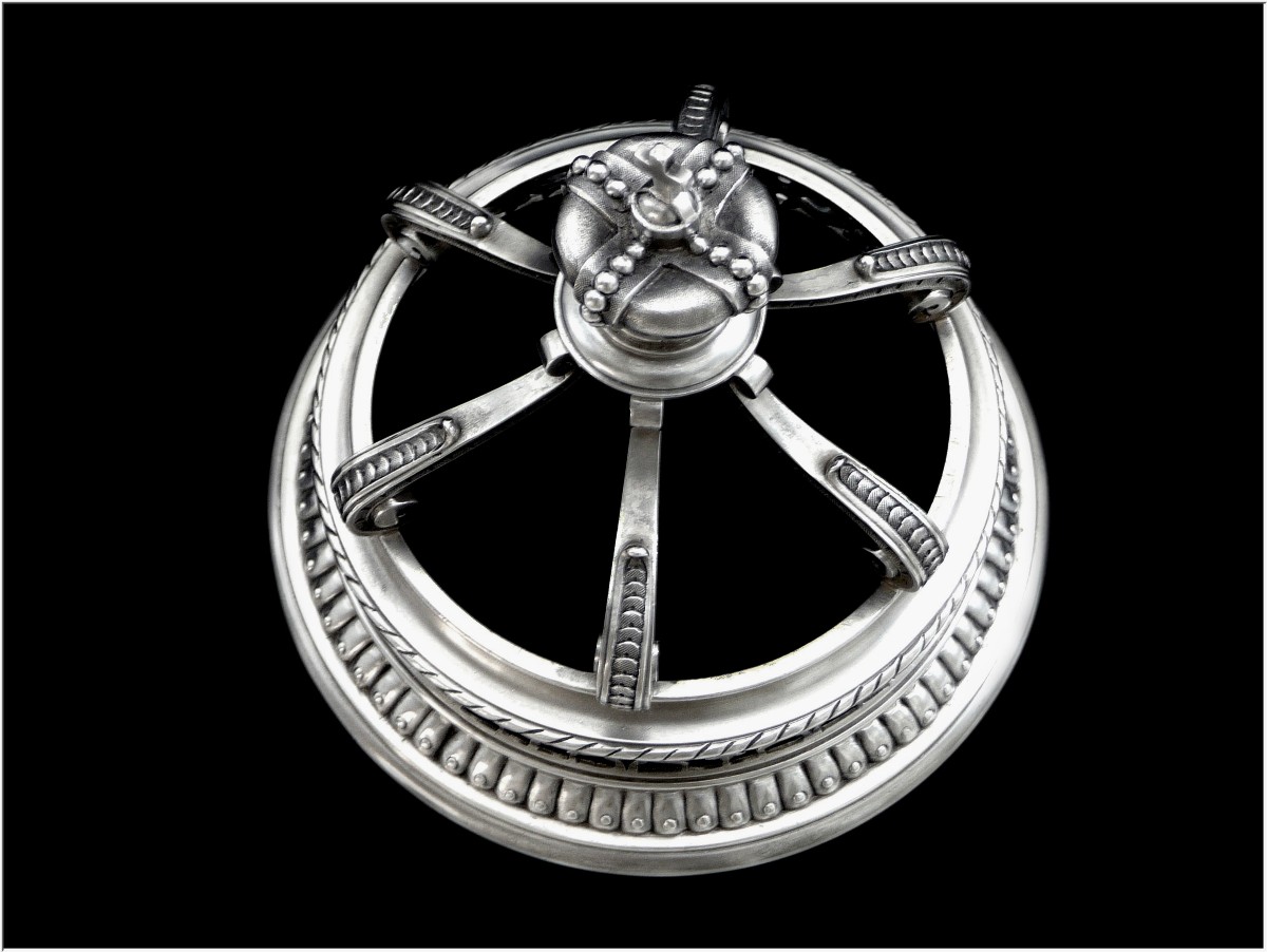 Brûle-Parfum ou Veilleuse  en Argent Massif Repercé, Fleurs de Lys-photo-2