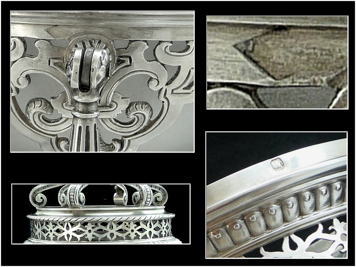 Brûle-Parfum ou Veilleuse  en Argent Massif Repercé, Fleurs de Lys-photo-3