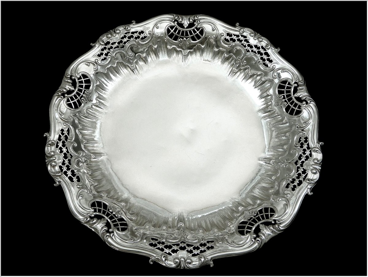 L.LAPAR & TETARD Fres. Paire de Plats à Biscuits en Argent Massif Ajouré-photo-2