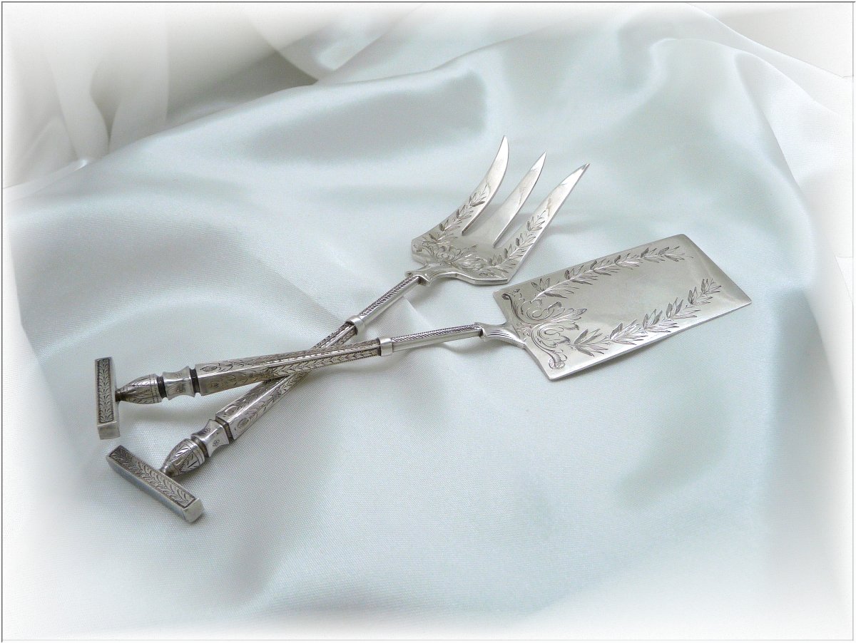 Labat & Pugibet - Service à Hors-d'Oeuvre Argent Massif en Forme d'Outils de Jardin-photo-2