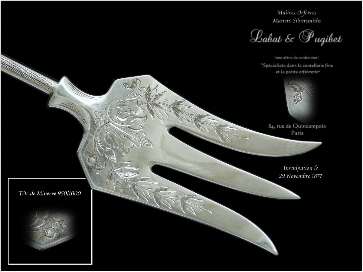 Labat & Pugibet - Service à Hors-d'Oeuvre Argent Massif en Forme d'Outils de Jardin-photo-3