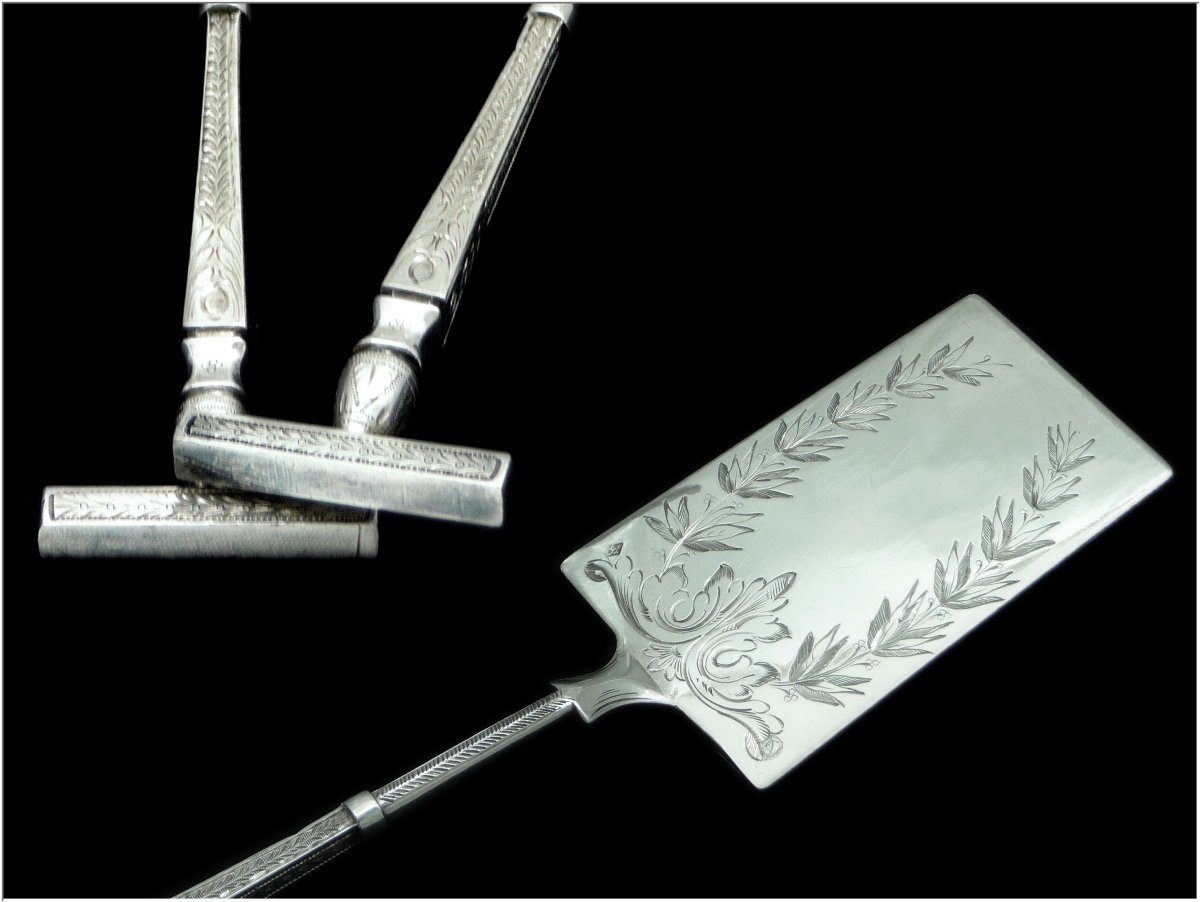 Labat & Pugibet - Service à Hors-d'Oeuvre Argent Massif en Forme d'Outils de Jardin-photo-2