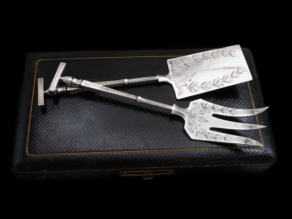Labat & Pugibet - Service à Hors-d'Oeuvre Argent Massif en Forme d'Outils de Jardin-photo-4