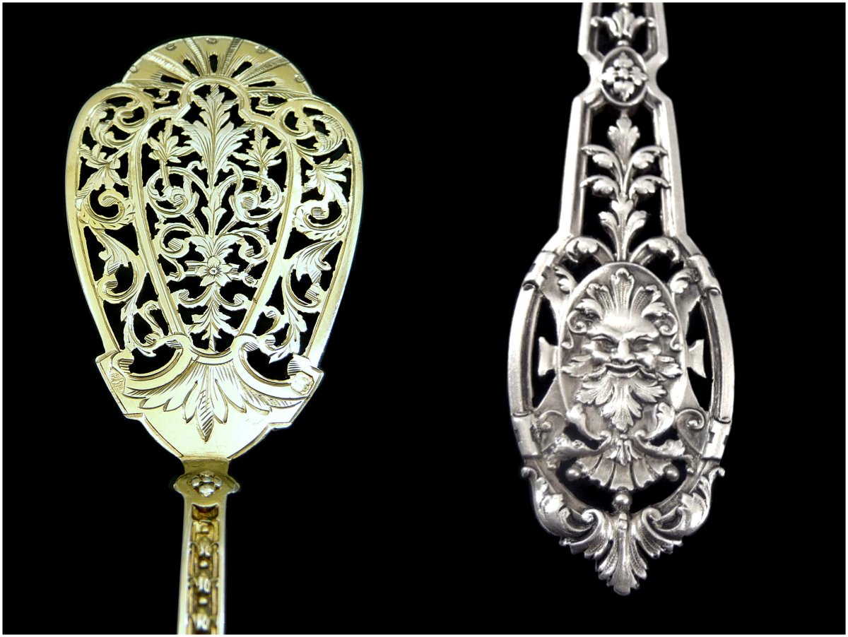 E.puiforcat - Solid Silver Openwork &amp;amp; Vermeil Appetizer Set -photo-4