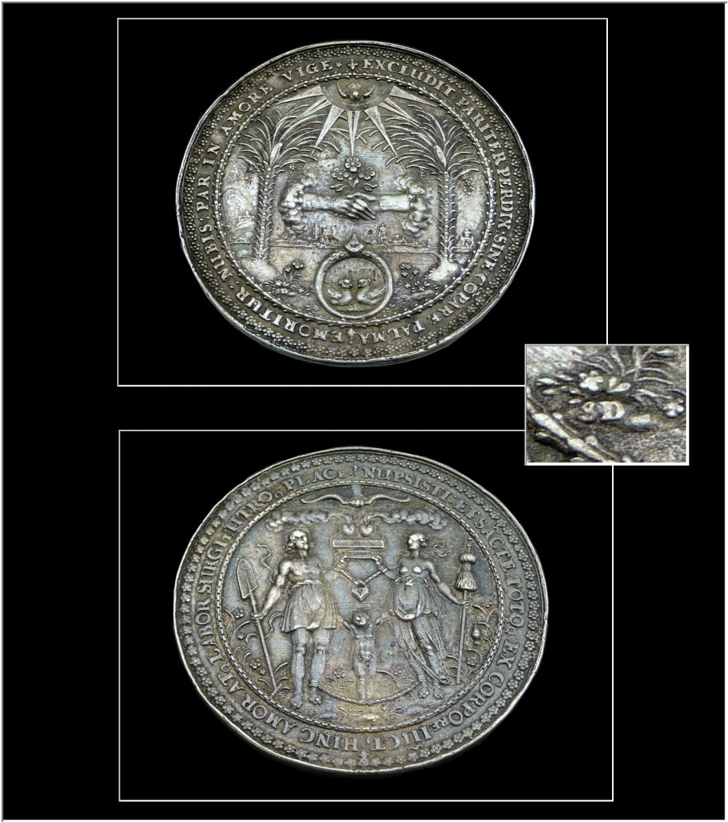 Sebastian Dadler (1586–1657)  Solid Silver Wedding Medal, Ca. 1636-photo-2