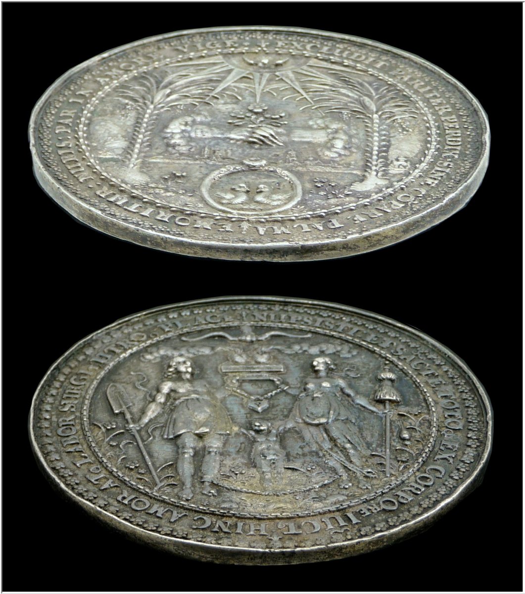 Sebastian Dadler (1586–1657)  Solid Silver Wedding Medal, Ca. 1636-photo-3