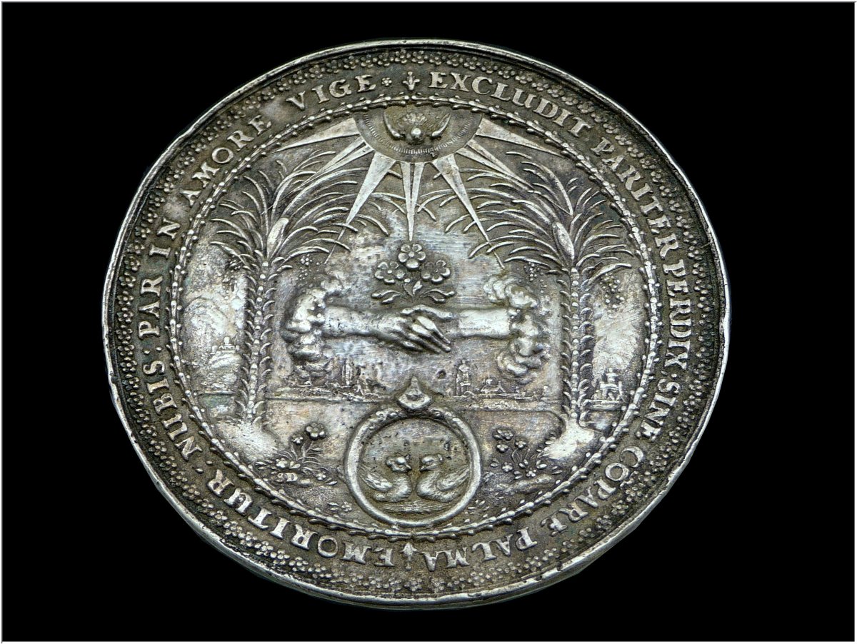 Sebastian Dadler (1586–1657)  Solid Silver Wedding Medal, Ca. 1636-photo-4