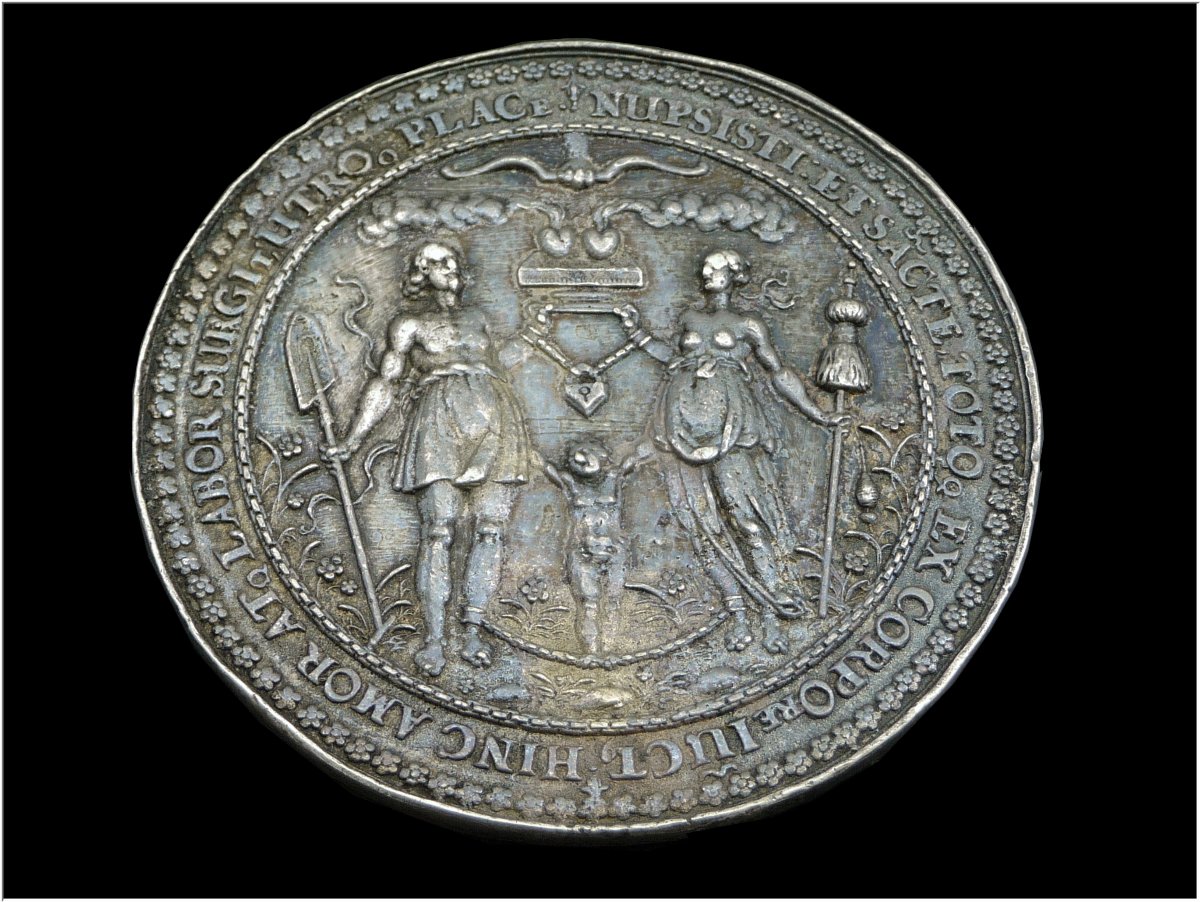 Sebastian Dadler (1586–1657)  Solid Silver Wedding Medal, Ca. 1636