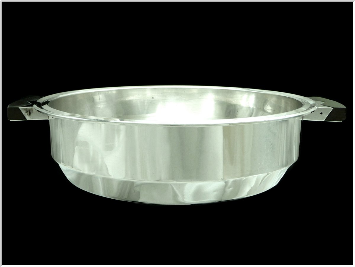 Tetard Frères - Serving Dish - Solid Silver Vegetable Bowl With Macassar Wood, Circa 1930-photo-2