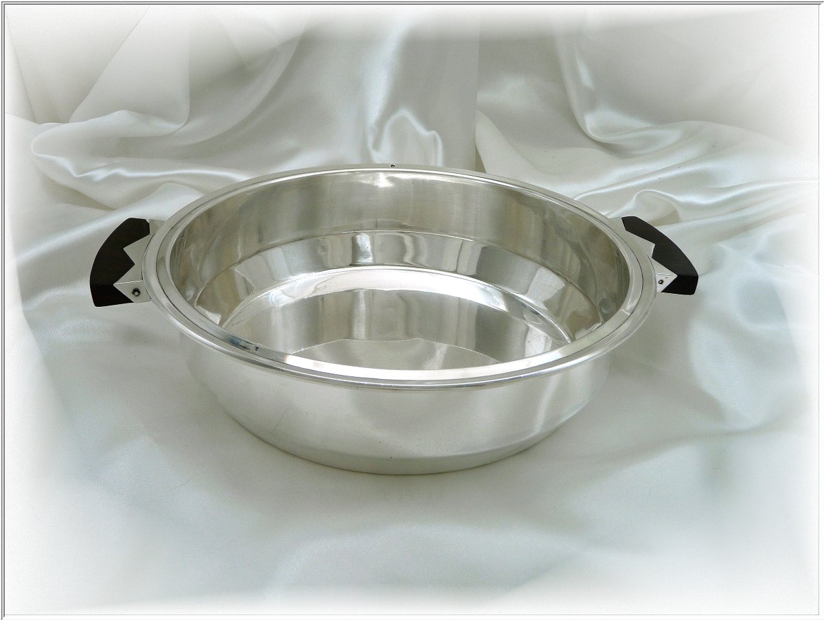 Tetard Frères - Serving Dish - Solid Silver Vegetable Bowl With Macassar Wood, Circa 1930-photo-3