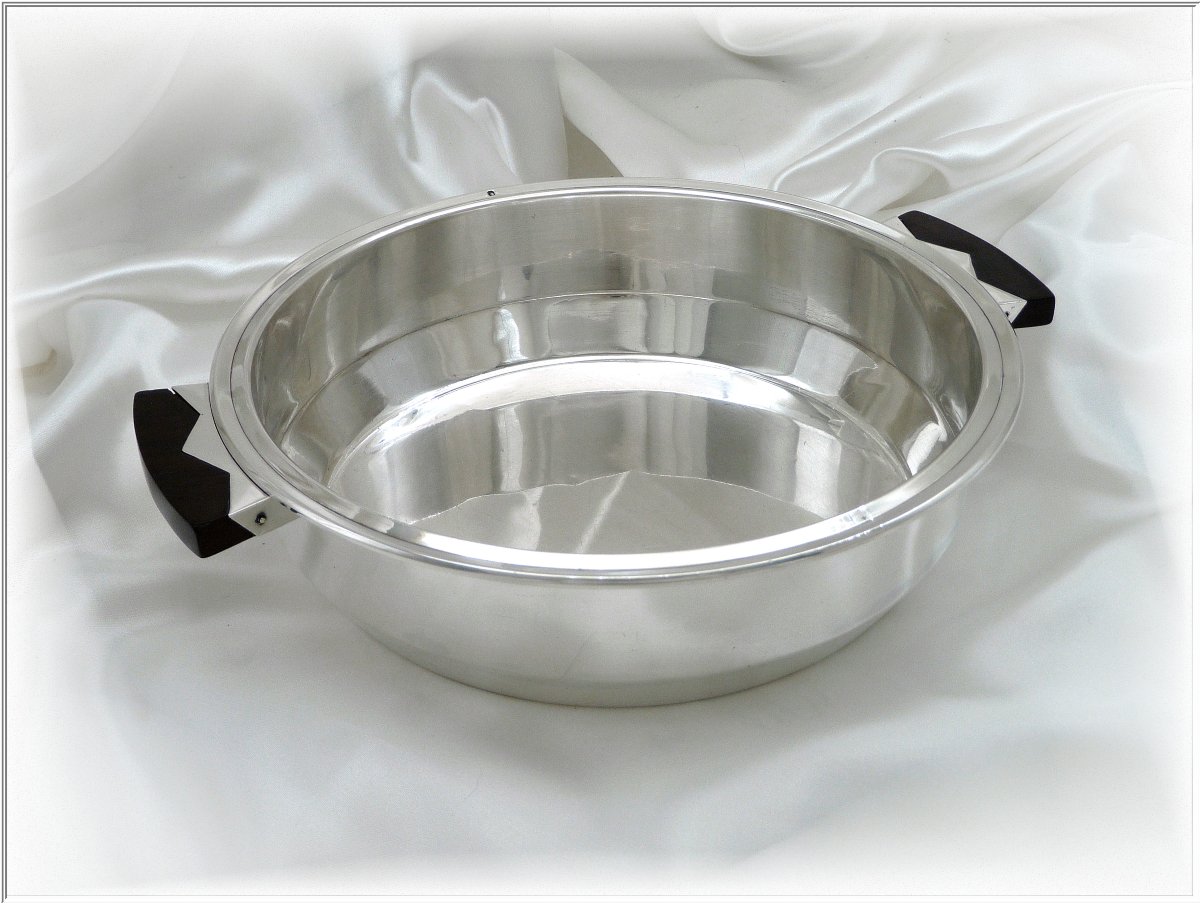 Tetard Frères - Serving Dish - Solid Silver Vegetable Bowl With Macassar Wood, Circa 1930