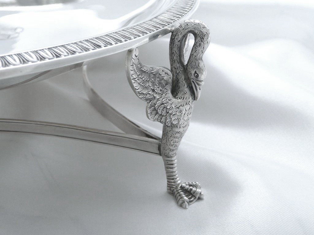 E. Puiforcat - Superb Oblong Serving Dish With Swans Sterling Silver-photo-1