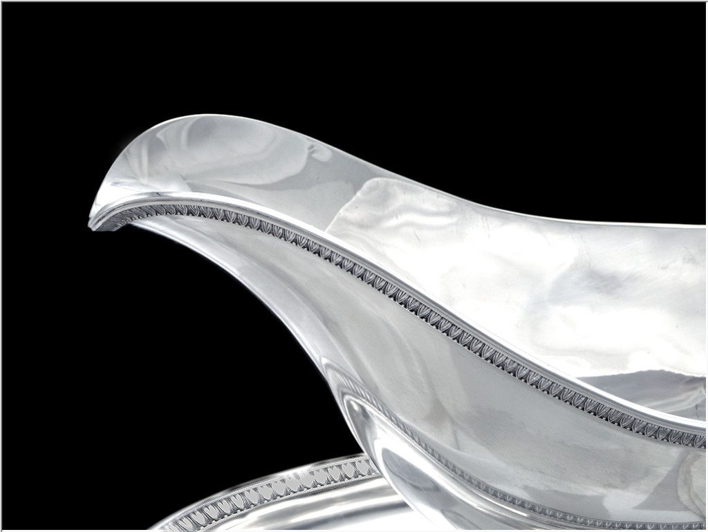  Emile Puiforcat - Antique French Sterling Silver Gravy Boat Swan Neck Handle-photo-1