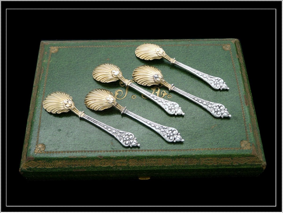 Labat & Pugibet - Salt Shovel Service Sterling Silver And Vermeil In Its Original Box-photo-2