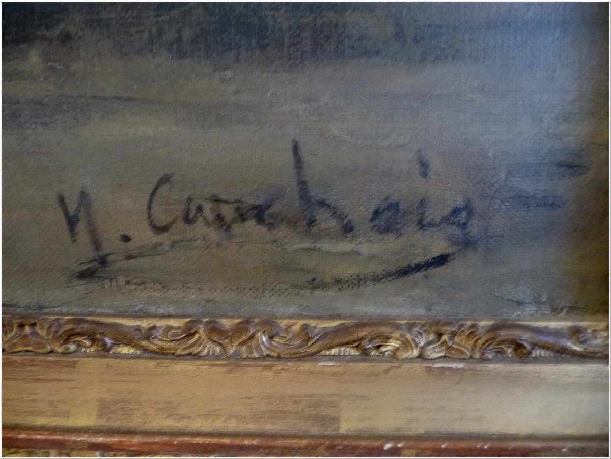Eugène Henri Cauchois - Bouquet De Fleurs Des Champs - Huile sur Toile-photo-3
