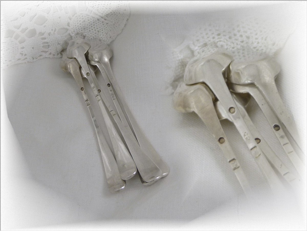 Service Of Five Salt Shovels In Sterling Silver - Old Man's Mark (1819-1838)-photo-1