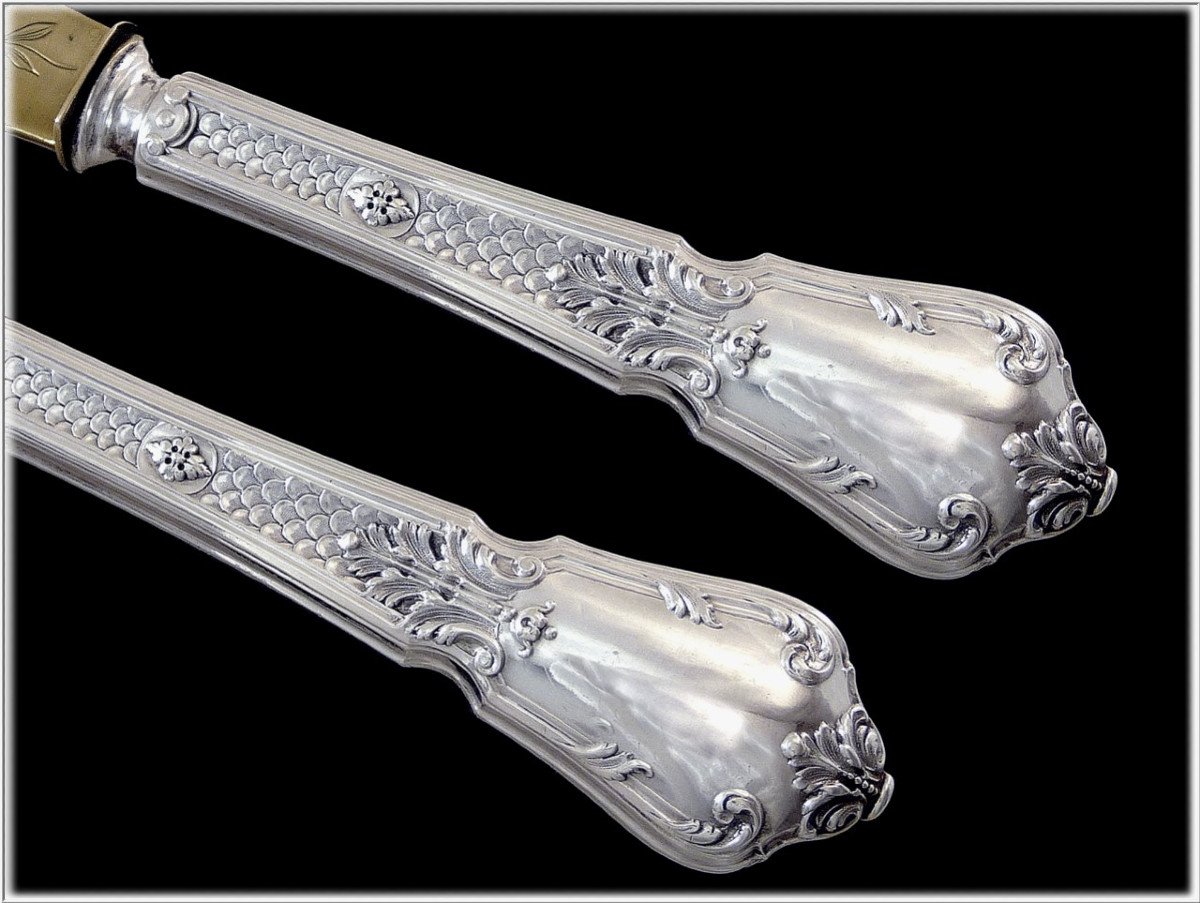 Sterling Silver And Vermeil Ice Cream Service Cutlery By Labat & Pugibet. Late 19th Century Minerva-photo-3