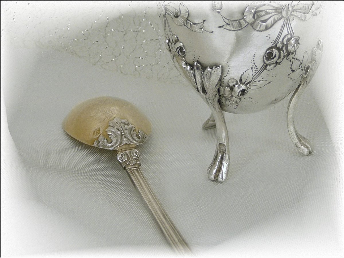 H. Lapeyre -  Ecrin Baptême  Naissance  Couvert Timbale Coquetier Argent Massif Vermeil-photo-6