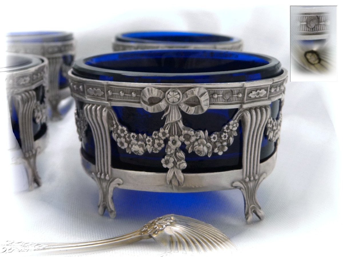 Léon Lapar - Service Of 6 Salt Shakers And Their Salt Spoons Sterling Silver Box-photo-2