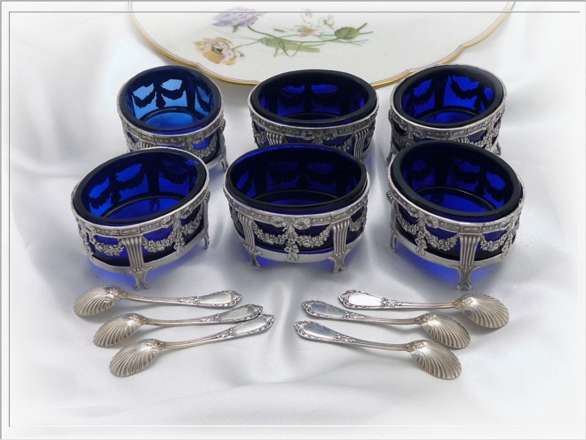 Léon Lapar - Service Of 6 Salt Shakers And Their Salt Spoons Sterling Silver Box-photo-4