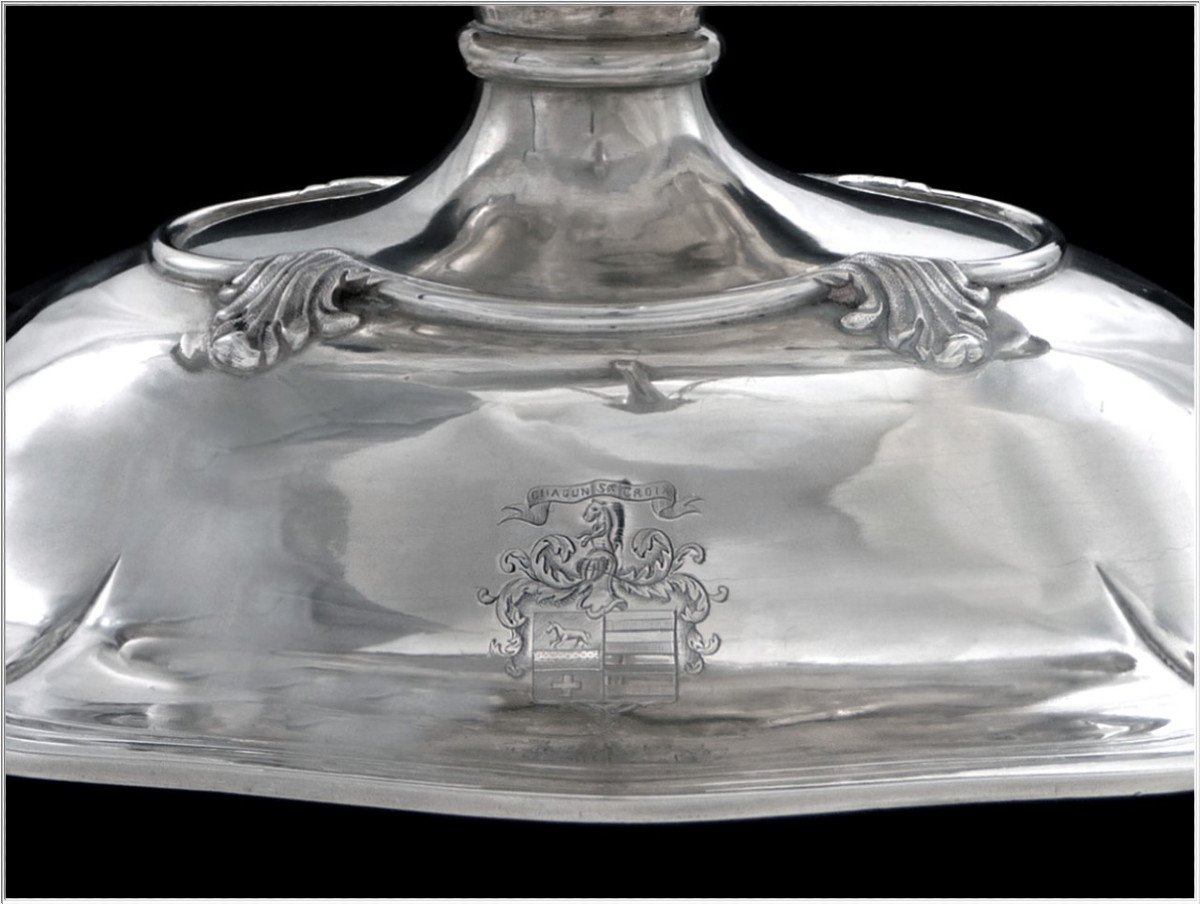 Froment- Meurice & Odiot - Imposing Large Sauceboat In Sterling Silver - Coat Of Arms-photo-1