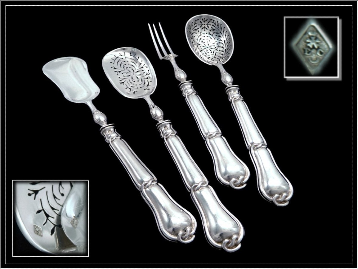 Cardeilhac – Grand Service à Hors-d'oeuvre Argent Massif  -  4 Pièces - Minerve 950-photo-1