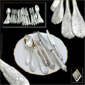 Cardeilhac - Sterling Silver Cutlery Set For Six Guests 42 Pieces