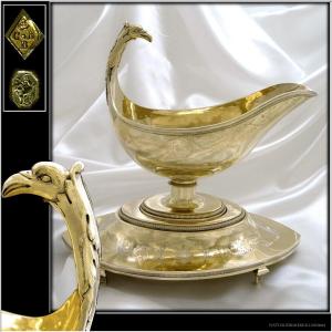 Ca Blerzy - Helmet Saucer On Its Display Stand Sterling Silver & Vermeil 1799-1800