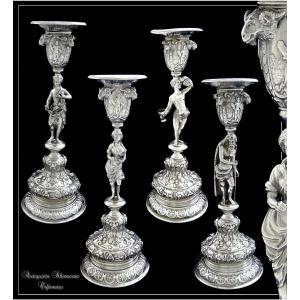 Sterling Silver Table Candlestick Service - "the Four Seasons"