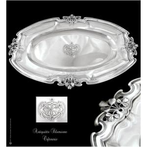 A.Debain - Grand Plat de Service  aux Trèfles  - Epoque  Art Nouveau