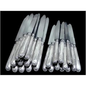 Emile PUIFORCAT - Deux Services de Couteaux  Argent Massif - 24 pièces - 12 Convives