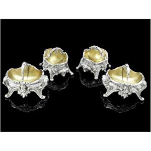 Boin Taburet - Two Pairs Of Solid Silver & Vermeil Salt Cellars In The Louis XV Style