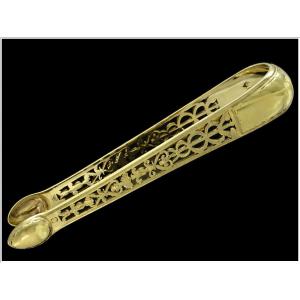 Clérin - Pince à Sucre Argent Massif et Vermeil Ajouré  Paris 1819-1838 