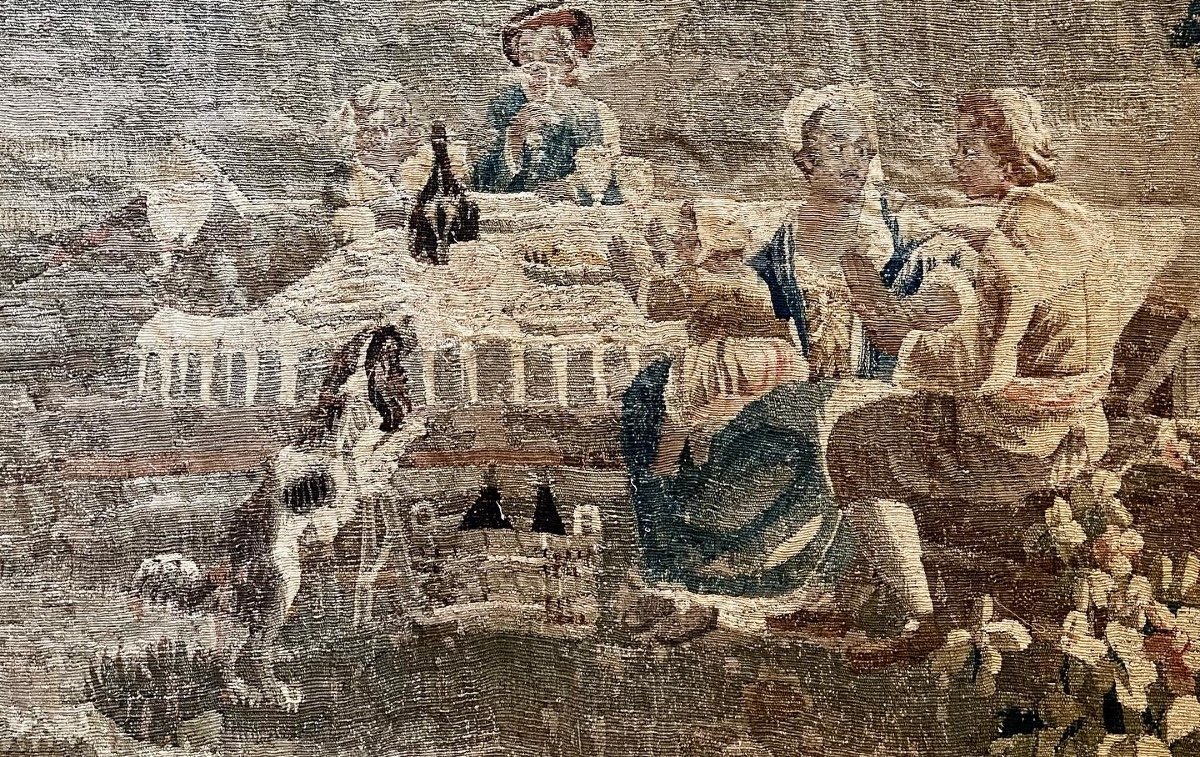 Aubusson Tapestry From The 18th Century Festive Scene 5m20 X 2m80-photo-2