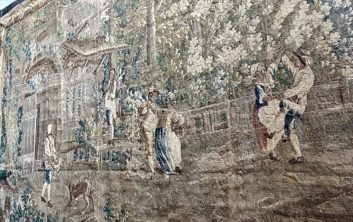 Tapisserie D’aubusson Du XVIII ème Siècle « Scène de fête Villageoise »  5m20 X 2m80-photo-3