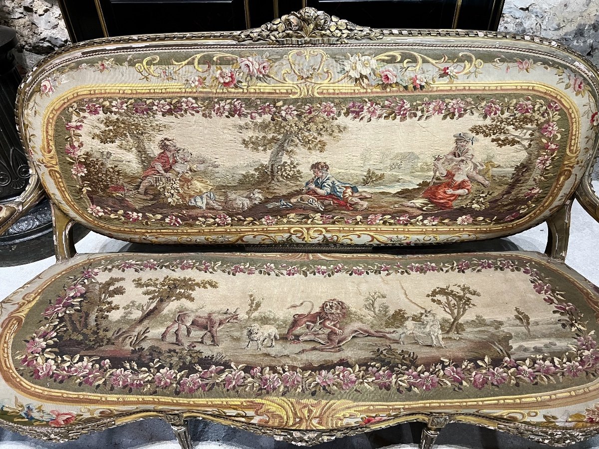 Salon De Style Louis XVI Et Sa Tapisserie D’aubusson Du XIX ème Aux Fables De La Fontaine -photo-2