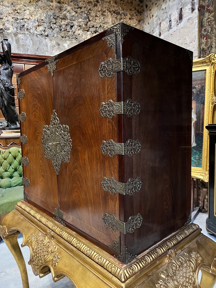 Cabinet On Its Base In Golden Wood In The Taste Of Jansen 20th Century-photo-4