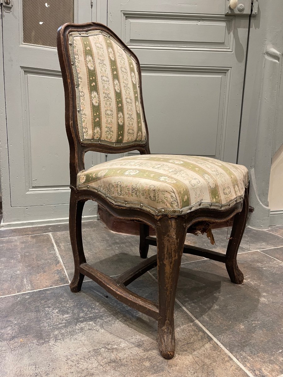 Chaise à Entretoise D’époque Louis XV Estampillée De Jean Baptiste Meunier  XVIII ème -photo-1