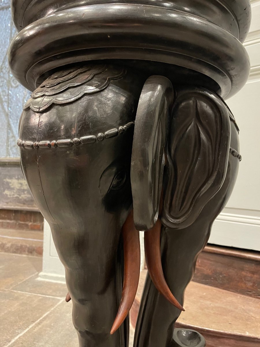 Sellette Aux 3 éléphants En ébène D’époque Napoléon III -photo-1