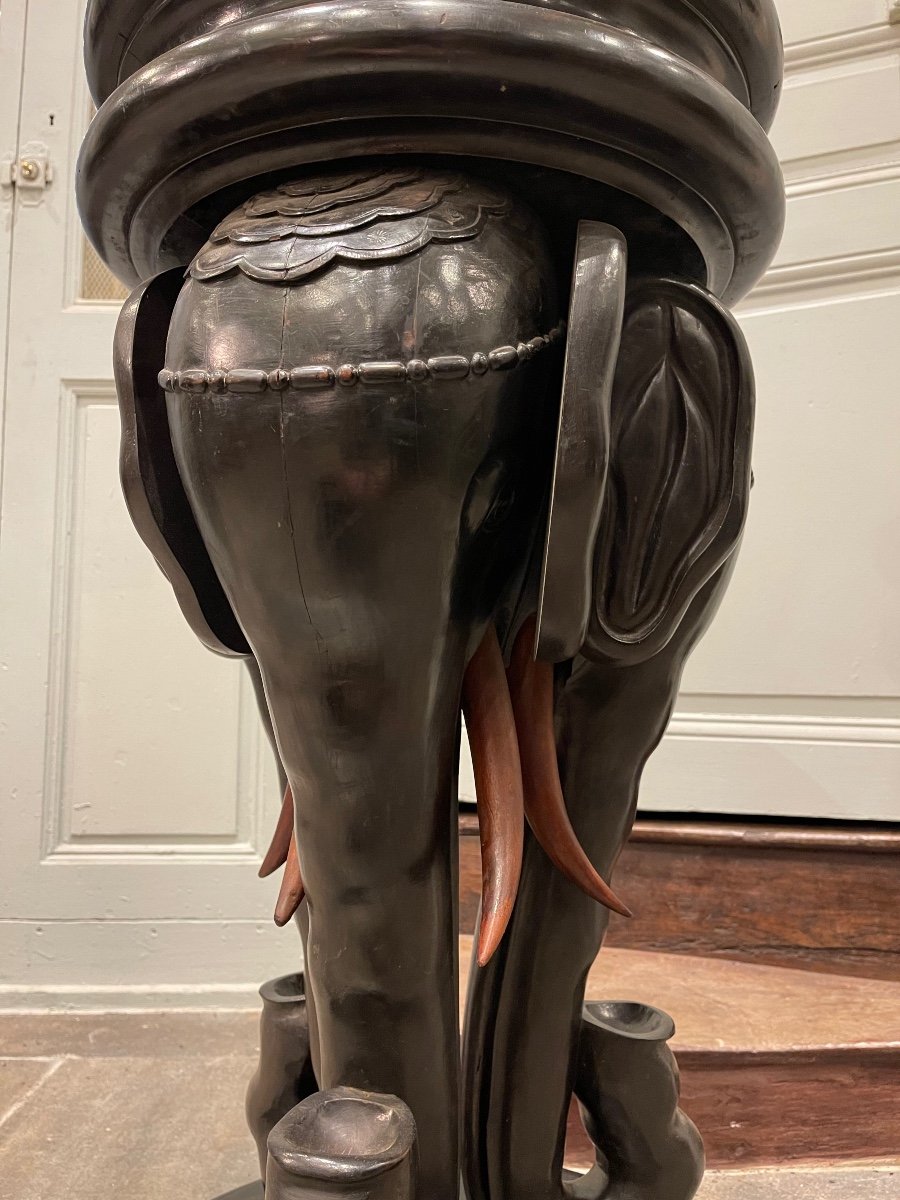 Sellette Aux 3 éléphants En ébène D’époque Napoléon III -photo-2