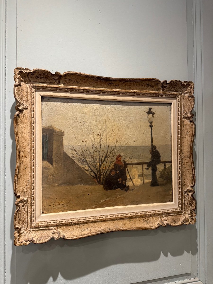 Gustave Maincent 1848-1897 Huile Sur Toile , Vue De Montmartre  XIX ème Siècle -photo-2
