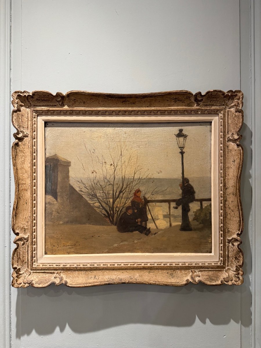 Gustave Maincent 1848-1897 Huile Sur Toile , Vue De Montmartre  XIX ème Siècle -photo-1