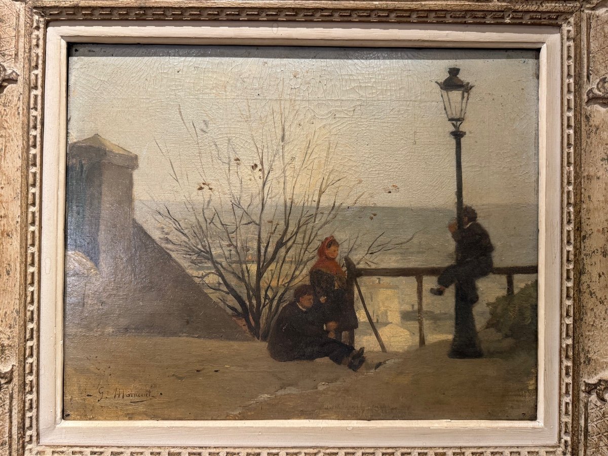 Gustave Maincent 1848-1897 Huile Sur Toile , Vue De Montmartre  XIX ème Siècle -photo-2