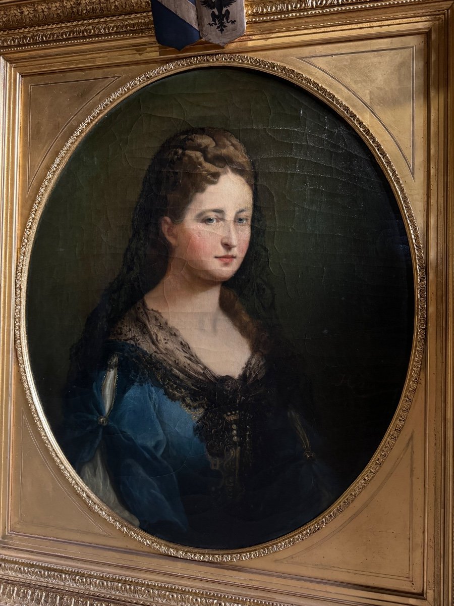 Etienne François Haro ( 1827-1897 ) Portrait Madame De Buissierres Comtesse De Sugny  XIX ème-photo-2