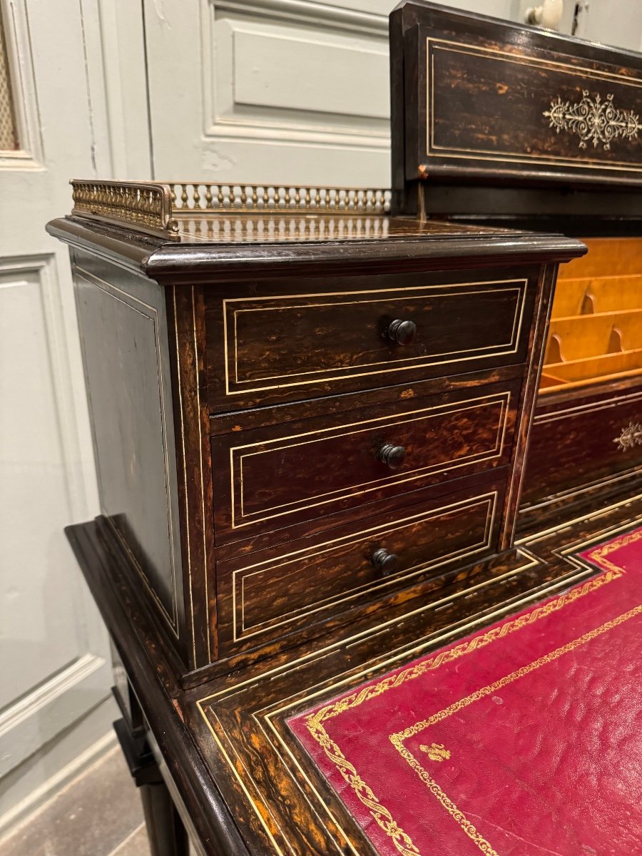 Tiered Desk In Coromandel Ebony And Ivory Fillets From The Napoleon III Period -photo-4