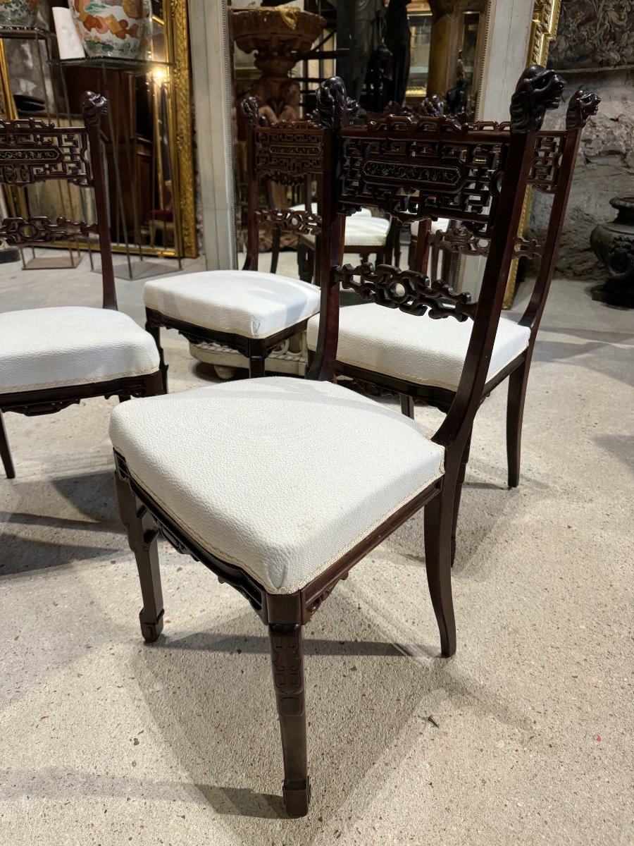 Set Of 4 Japanese Chairs Attributed To Gabriel Viardot 19th Century -photo-5